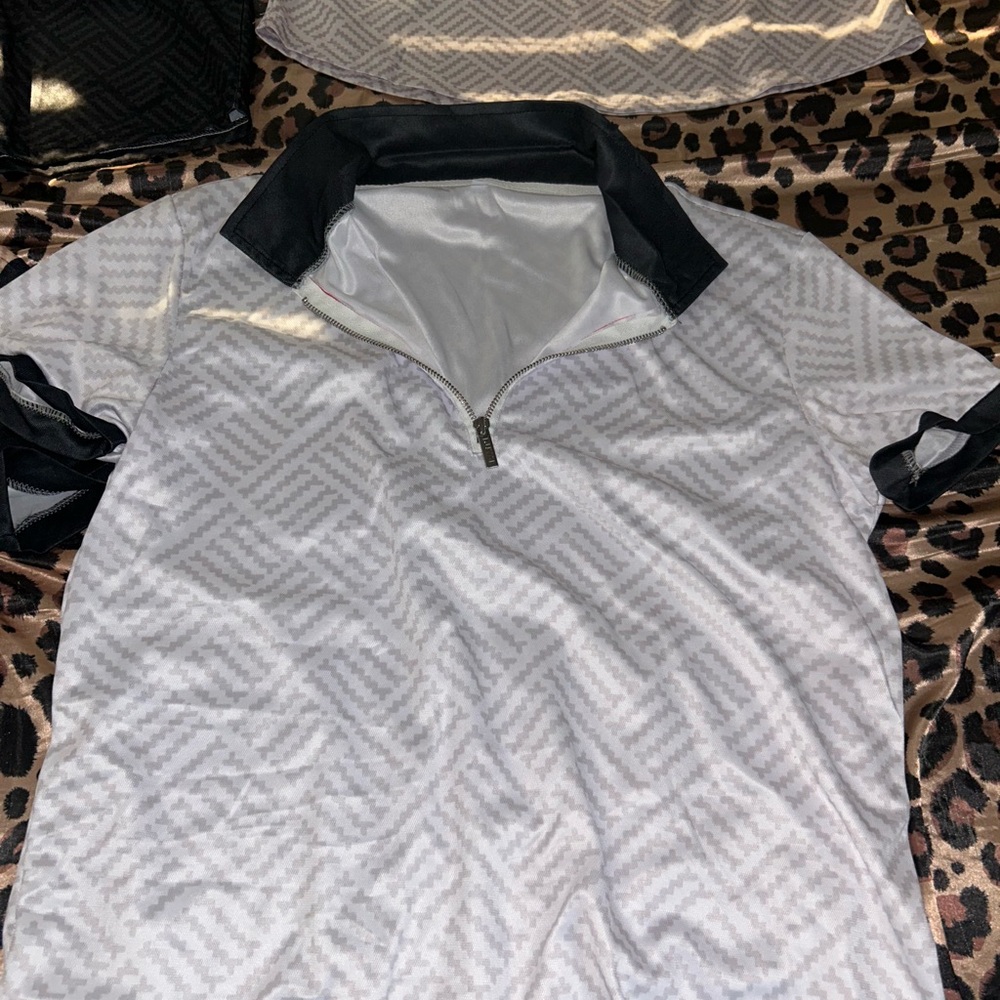 Men's White and Black Dress Shirt